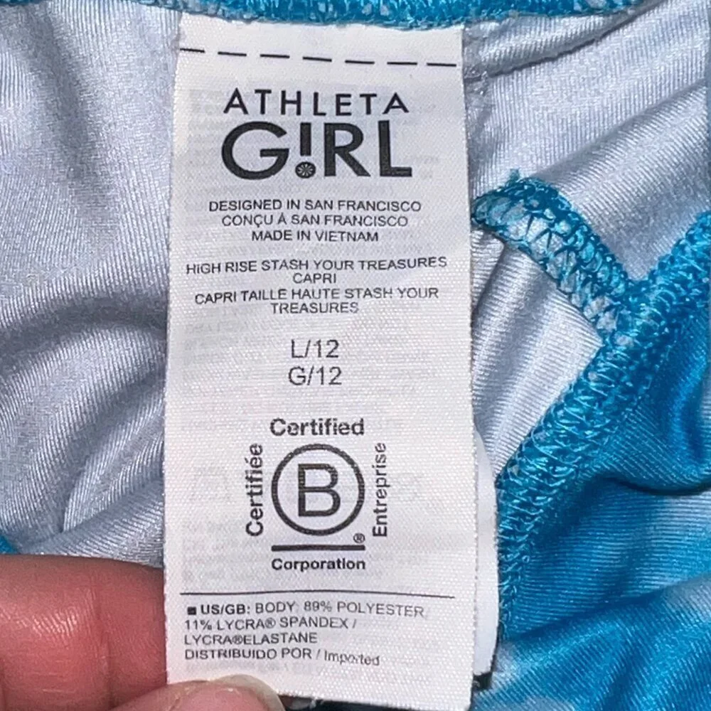 Athleta Girl High Rise Stash Your Treasures Capri Blue Size L/12